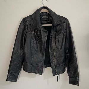Size US 2 AllSaints Belvedere Black Leather Jacket